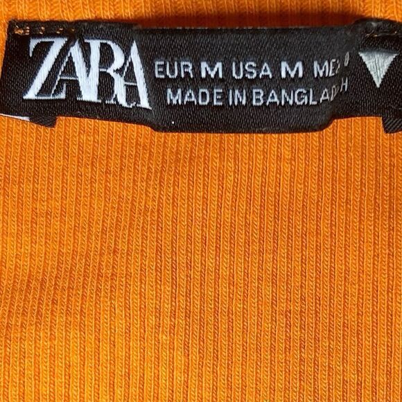 Zara Butterfly Sleeve Knit Cropped Top in Orange Women’s M - Picture 7 of 10